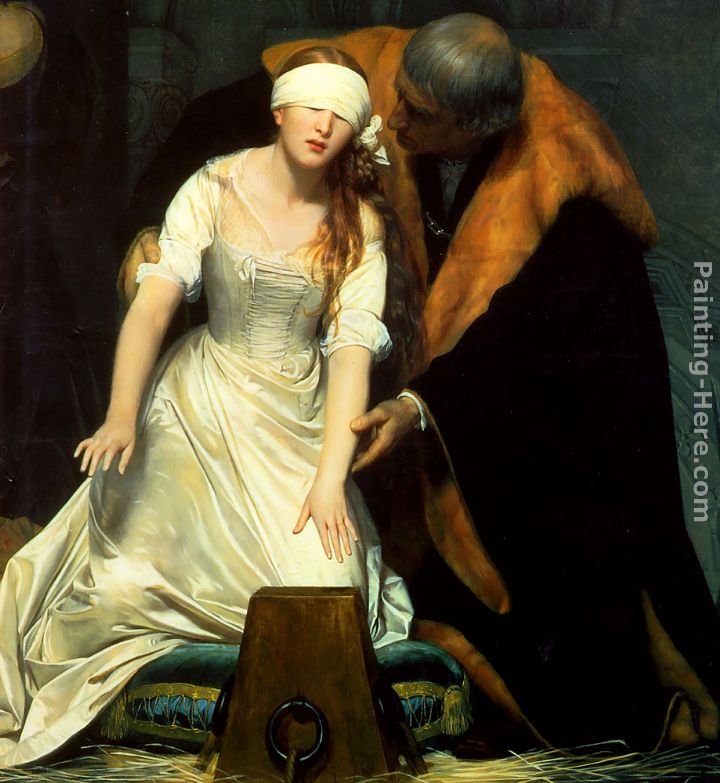 The Execution of Lady Jane Grey - detail painting - Paul Delaroche The Execution of Lady Jane Grey - detail art painting